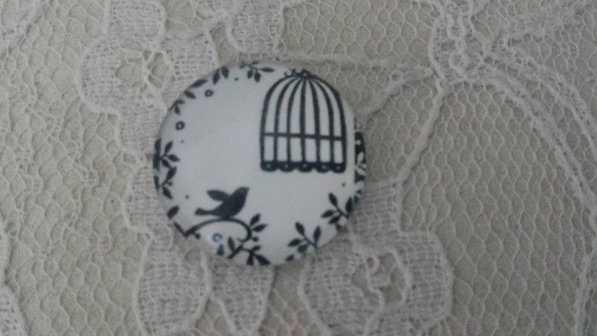 cabochon in vetro rotondo 25 mm uccelli 014 