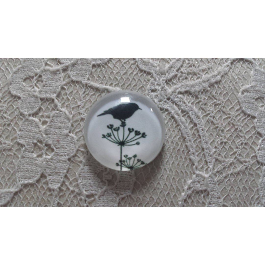cabochon in vetro rotondo 20mm uccelli 019 