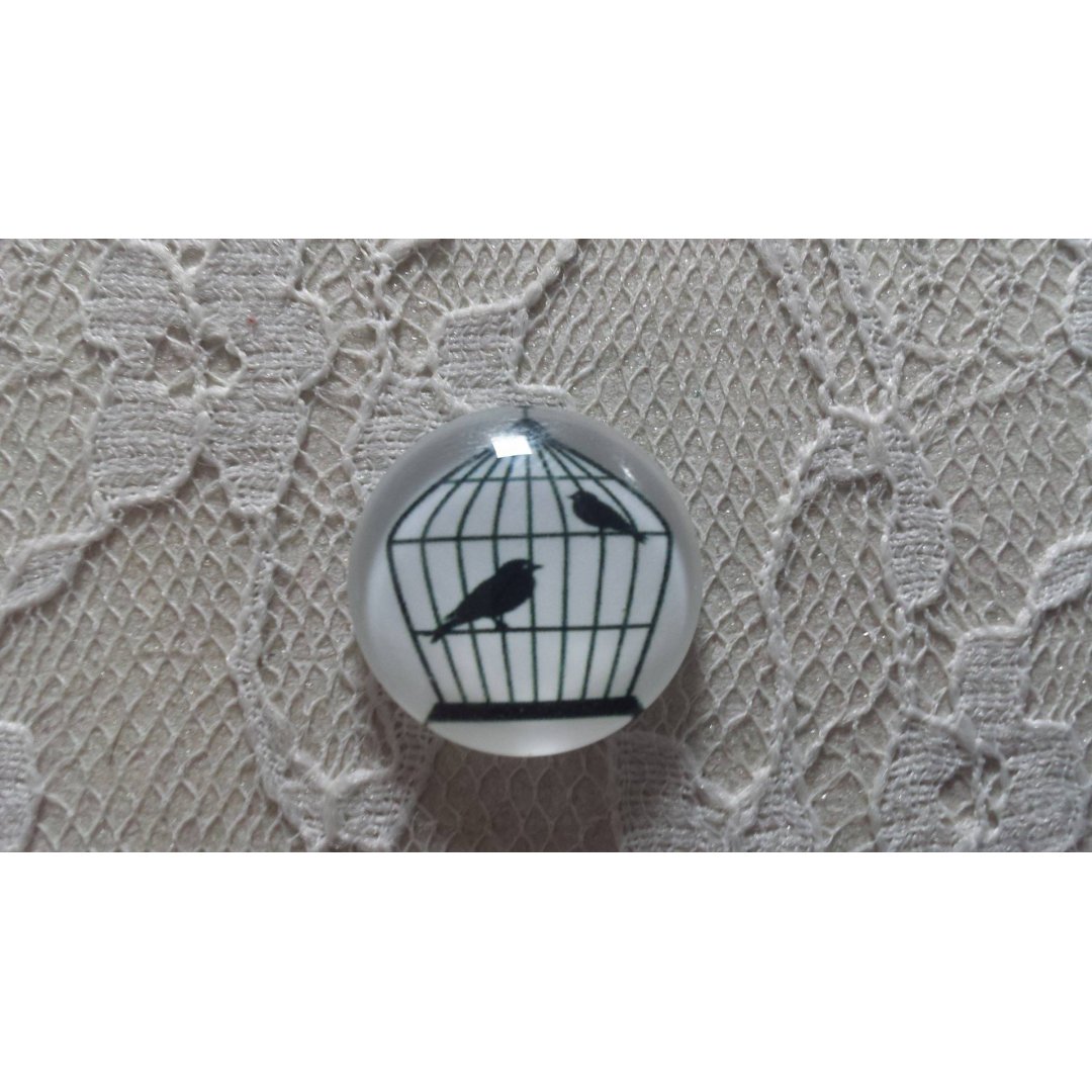 vetro tondo cabochon 20mm uccelli 009 