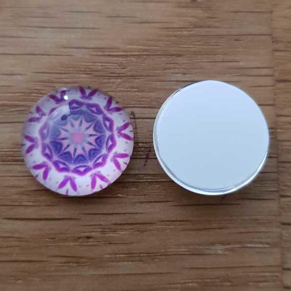 cabochon rond en verre 14mm divers 012