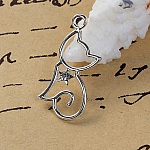 Set di 5 ciondoli gatto N°2 Argento 29 mm x 13 mm