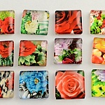10 cabochon di vetro quadrati 20 mm assortiti Fiori S-22-20-17