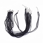 Collana con nastro di organza N°04 e cordoncino cerato nero