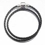 Bracciale europeo intrecciato a 2 giri Clip Uni 01 18cm Nero