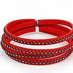 Pelle 06 mm Rosso intarsiata con strass 1 metro