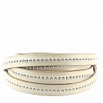 Palla in pelle Taupe 10 mm con catena a palline nichel free per 20 cm