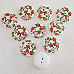 Pomello in legno fiori 30 mm N°06 x 10 pezzi