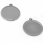 Porta cabochon 20 mm argento Antico, Acciaio inox