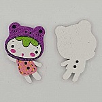 Bottone di legno ragazza malva N°01-03