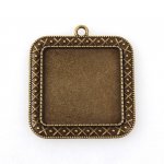 2 supporti per cabochon in bronzo da 30 mm, pendenti con cabochon 44AB 