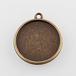 2 supporti per cabochon in bronzo da 25 mm, pendenti con cabochon 43AB