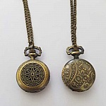 Orologio Gousset Flower 02 in bronzo antico con catena