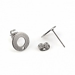 Porta orecchini 10 mm in acciaio inox con chip tondo N°04 Argento
