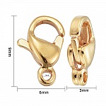 1 Chiusura in acciaio inossidabile Placcata oro 24K Chiusura aragosta 9 x 6 mm Oro