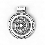Pendentif N°001-B en Alliage Rond Fleur Creux Argent Vieilli 77 mm x 64 mm