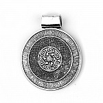 Pendentif N°001-C en Alliage Rond Fleur Creux Argent Vieilli 76 mm x 62 mm