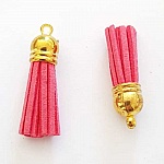 Pompon suédine uni 38 mm N°06 Rose Fushia