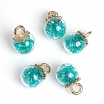 Breloque en Verre Bouteille Globe Transparent Doré à Strass N°02