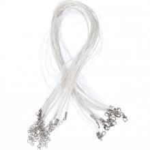 Collana con nastro di organza N°01 e cordoncino cerato bianco