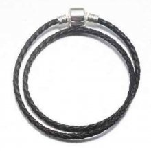 Bracciale europeo intrecciato a 2 giri Clip Uni 01 19cm Nero