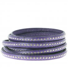 Palla di cuoio Violet 06 mm con catena a palline nichel free per 20 cm