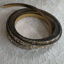 Cinturino in glitter oro da 10 mm con rivestimento in pelle per 20 cm