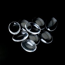 Cabochon ovale 15 x 20 mm in vetro trasparente a grana grossa N°18 per 2 pezzi