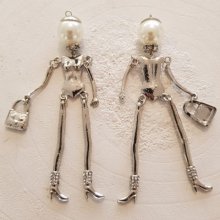 Corpo di bambola in metallo argentato con strass 10 cm