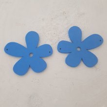 Ciondolo o connettore Flower Wood 57 mm Blu