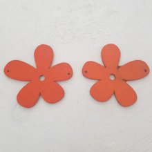 Ciondolo o connettore Flower Wood 57 mm Arancione