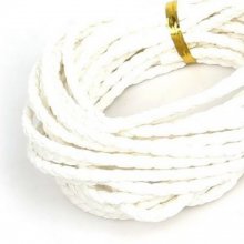 5 metri Cordone bianco intrecciato in similpelle 3 mm