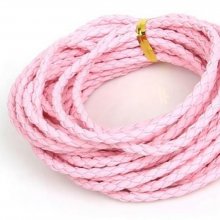 5 metri Cordoncino rotondo intrecciato in similpelle Rosa 3 mm