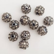 Perlina in acrilico e strass 10 mm stile shamballa N°05