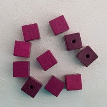 10 Perline di legno Cubo / Quadrato 10 mm Ametista