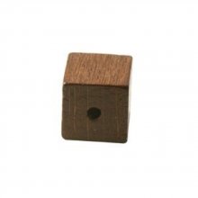 10 Perline di legno cubo/quadrato 10 mm marrone scuro
