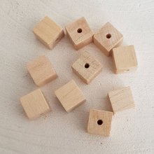 10 Perline di legno cubo / quadrato 10 mm grezzo