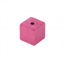 10 Perline di legno Cubo / Quadrato 10 mm Rosa brillante