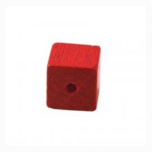 10 Perline di legno Cubo / Quadrato 10 mm Rosso