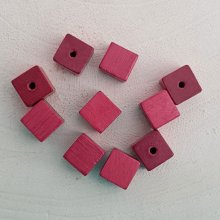 10 perline di legno cubo/quadrato 10 mm rosa antico