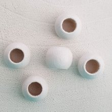 5 Perline di legno rotonde 14/11 mm bianco