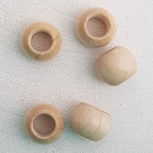 5 Perline di legno rotonde 14/11 mm Beige