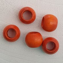5 Perline di legno rotonde 14/11 mm arancione
