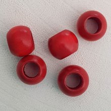 5 Perline di legno rotonde 14/11 mm rosso