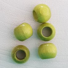 5 Perline di legno rotonde 14/11 mm verde