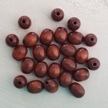 10 Perline di legno ovali/oliva 13/10 mm Marrone
