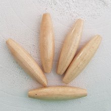 10 Perline di legno ovali/oliva 40/10 mm Beige