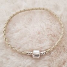 Bracciale europeo a clip intrecciato 02 da 15 a 23 CM Avorio scuro