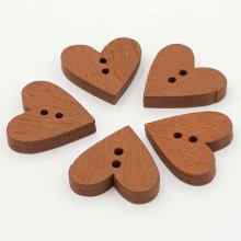 Bottone a cuore in legno marrone N°01-02