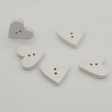 Bottone in legno, cuore bianco N°01-05