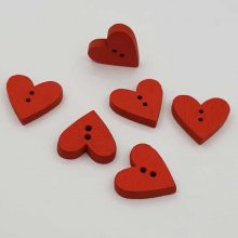 Pulsante a cuore in legno rosso N°01-07
